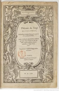 Hypnérotomachie ou Discours du songe de Poliphile - Francesco Colonna