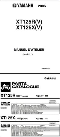 Manuel d'atelier Plus Catalogue de pieces detachées - YAMAHA.XT125.X.R.Type3D6.06