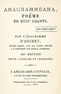 Anagramméana, poëme en huit chants